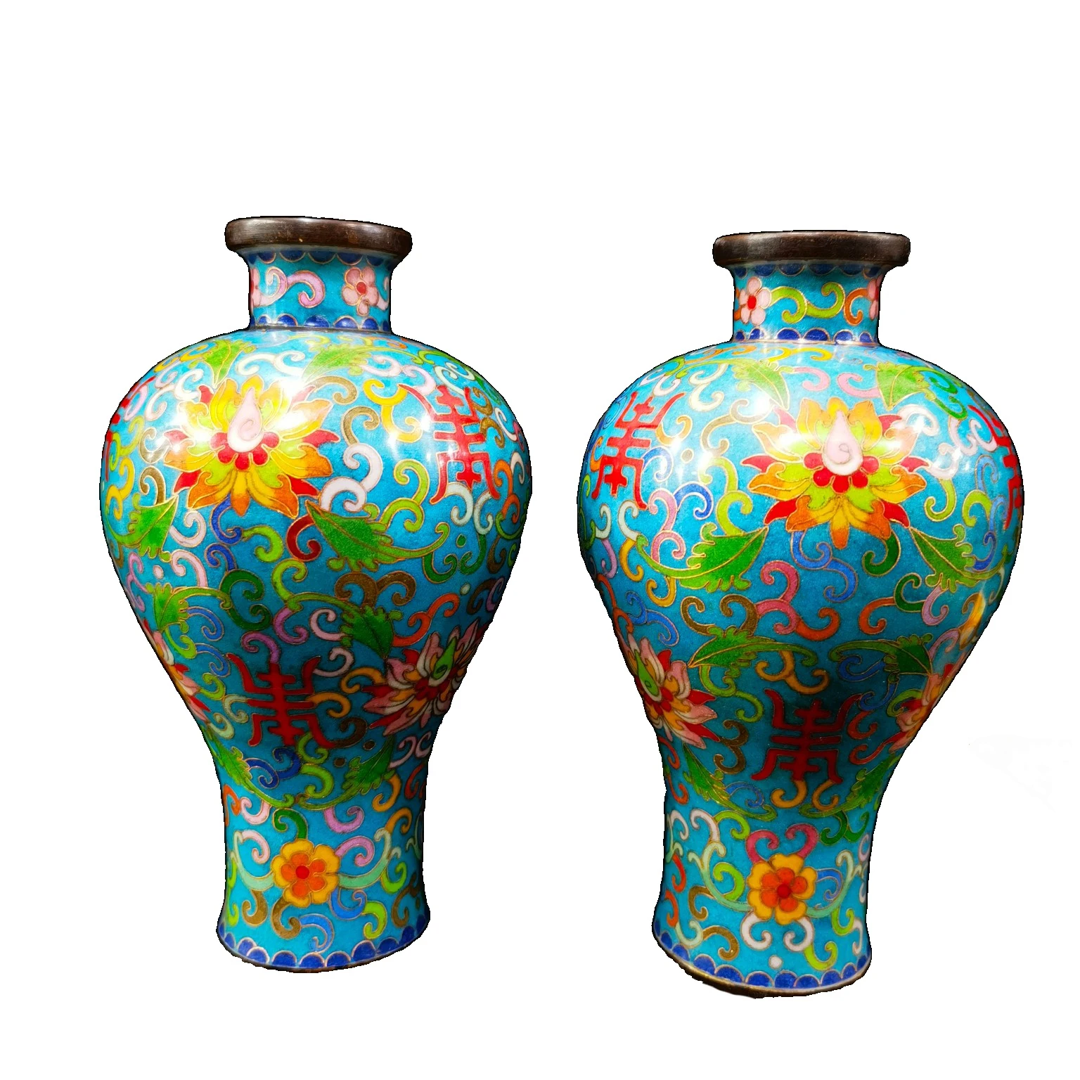 

LAOJUNLU Cloisonné Pure Copper Pair Of Pot-Bellied Vases Style B12 Chinese Traditional Style Antiques Fine Art Gifts Crafts