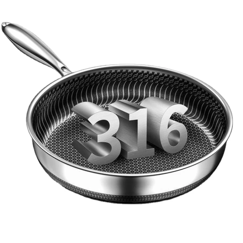 

316 Stainless Steel Frying pan kitchen nonstick pan 30cm frying pan kitchen General Purpose Induction Cooker Quality Wok