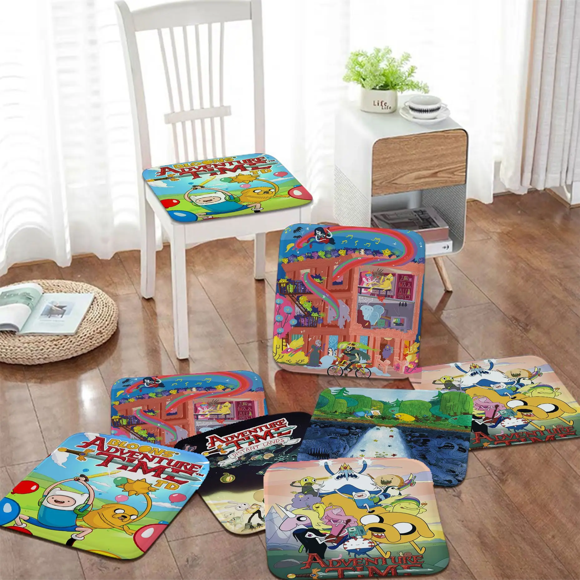 

Cartoon A-adventures-T-time Round Seat Cushion Office Dining Stool Pad Sponge Sofa Mat Non-Slip Outdoor Garden Cushions
