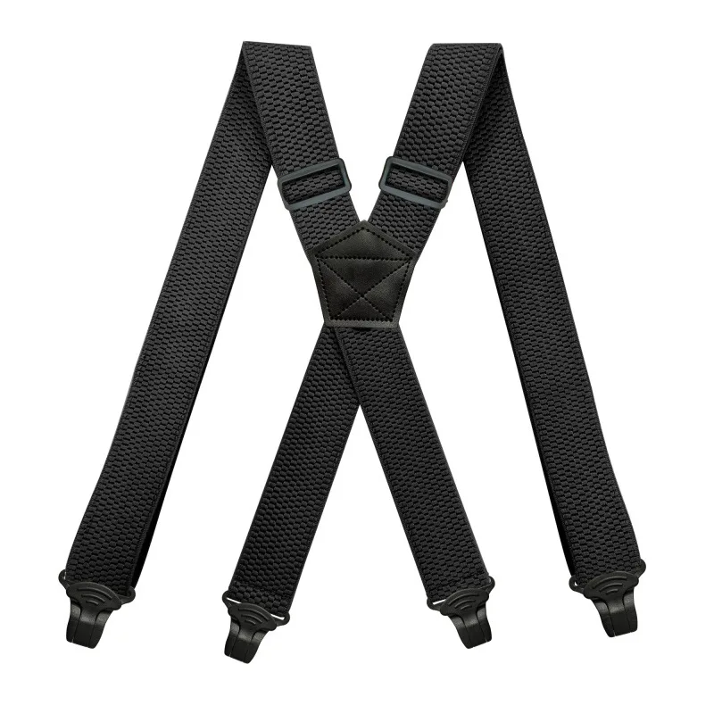 Bretelle Da Lavoro Per Impieghi Gravosi Per Uomo 3.8Cm Di Larghezza X-Back Con 4 Chiusure A Pinza In Plastica Pantaloni Elastici Regolabili Bretelle-N
