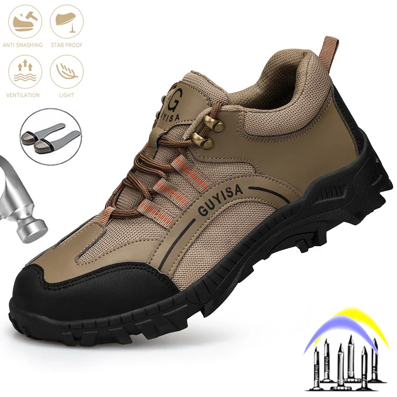 

Construction Safety Shoes for Men Anti-puncture Breathable Work Boots Puncture Proof Steel Toe Cap Non-slip Male Sport Sneakers