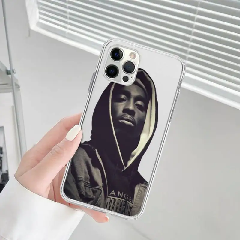 Чехол для телефона Rapper 2pac Tupac iPhone 11 12 13 mini pro XS MAX 8 7 6 6S Plus X 5S SE 2020 XR прозрачный чехол -