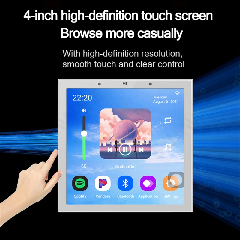 Настенный усилитель для умного дома Tuya 4 дюйма аудио Android 11 Wi-Fi пульт