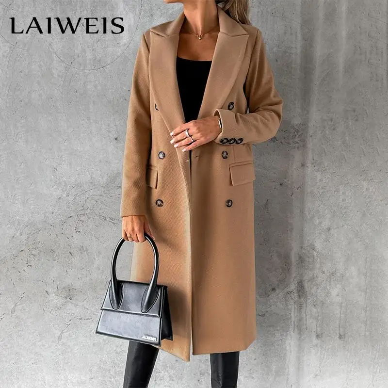 

LAIWEIS New 2022 Autumn and Winter Simple Long-sleeved Button Girl Coat Coat Women's Clothing Korean Long Coat Women Jackets