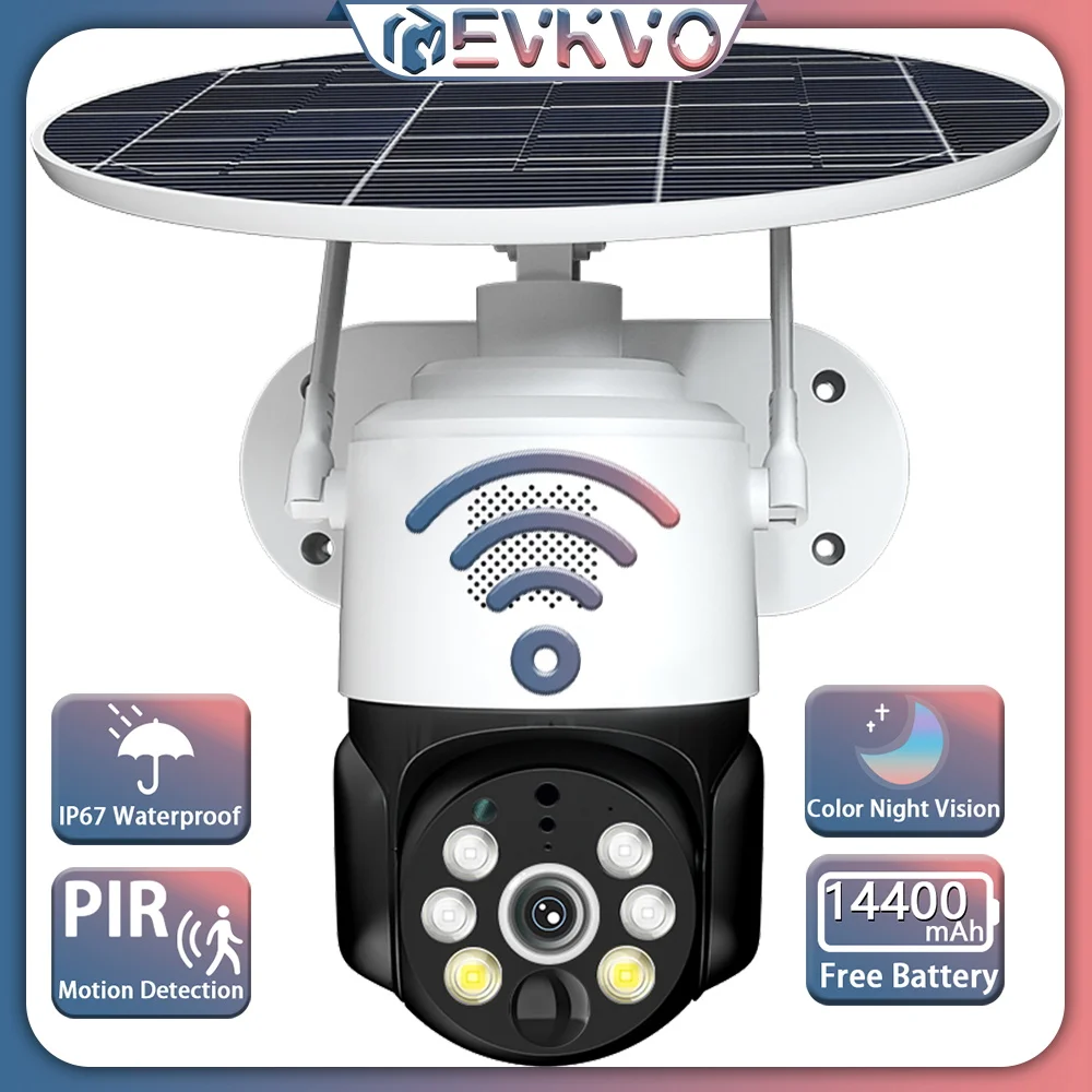 

5MP Wifi Solar Camera Outdoor PIR Human Detection Wireless PTZ Camera 30M Color Night Vision 2-Way Audio Home Security IP Camera