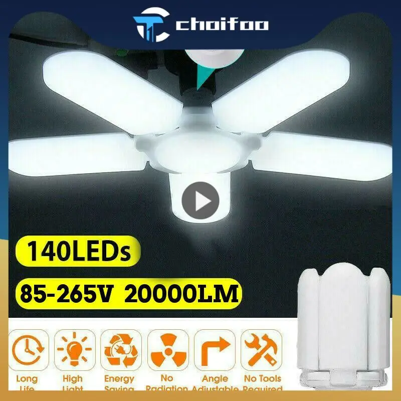 

Universal Led Garage Light 20000lm Led Bulbs Adjustable Fan Lamp Foldable Car Accessories Shop Ceiling Lamp Led Work Lights