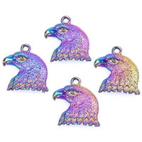 10pcslot rainbow color bird head eagle animal feather pendant zinc alloy charms for manualidades por mayor making jewelry