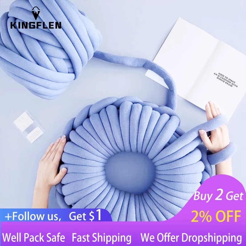 

1KG Thick Super Bulky Chunky Yarn for Hand Knitting Crochet Soft Big Cotton DIY Arm Knitting Roving Spinning Yarn for Blanket