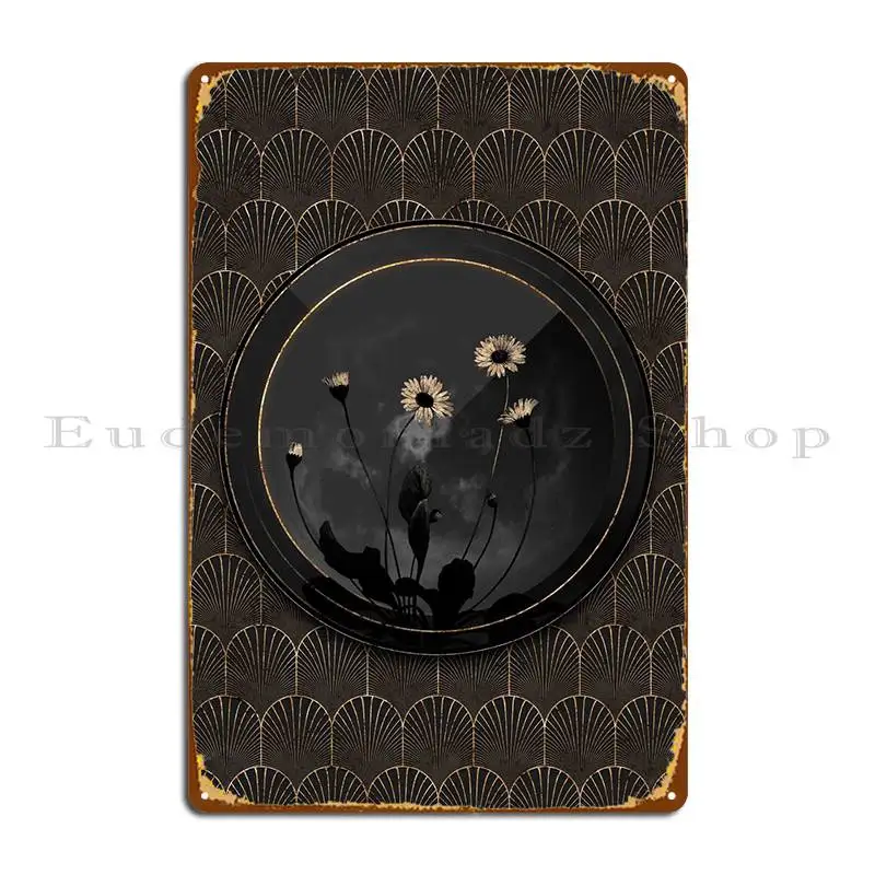 

Черный и Золотой металлический плакат с маргариткой и цветами