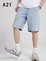 a21 mens jeans short 2022 summer new fashion brand shorts casual pants blue and white loose mens shorts