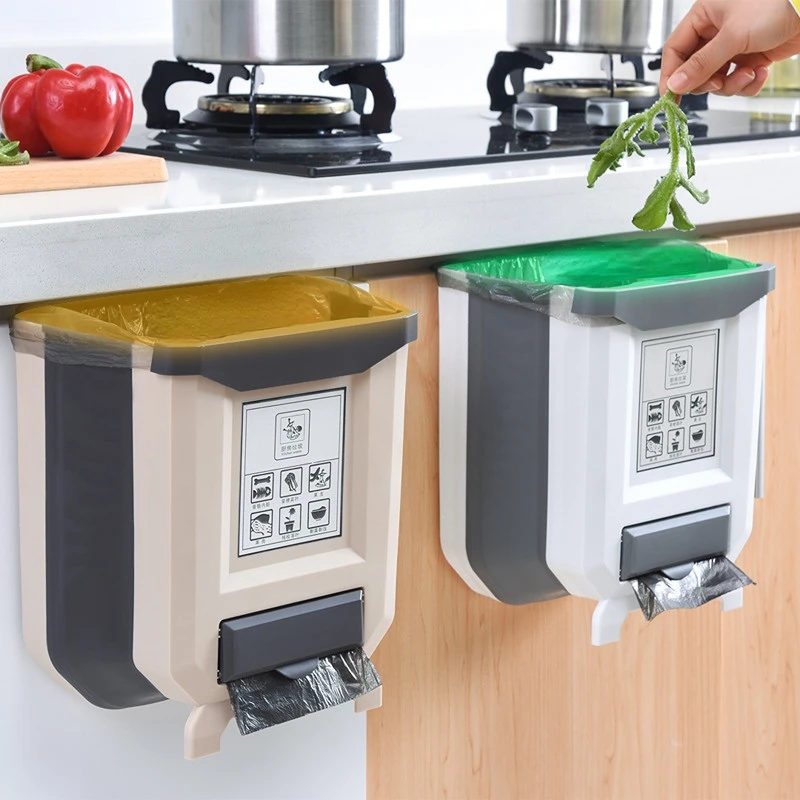 

Kitchen Cabinet Waste Storage Baskets Folding Waste Bins Kitchen Garbage Storage Bins Wall Mounted Home Office Storage Trashcan