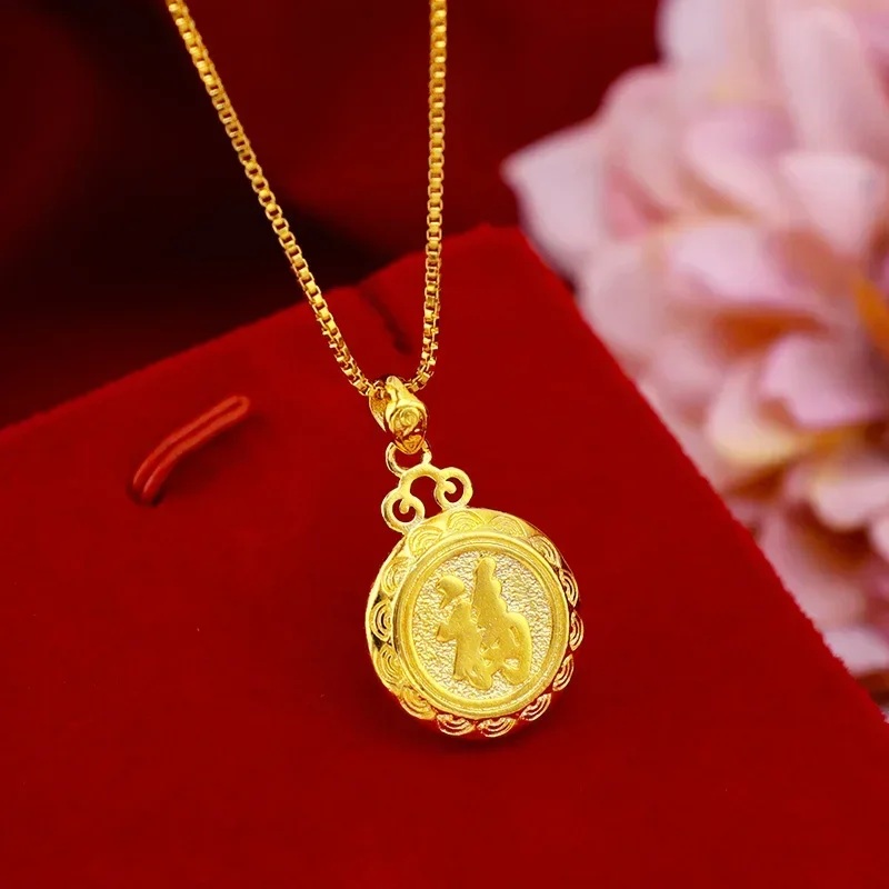 9999 Подвеска из настоящего золота 24 К Золотое издание Tianci Hongfu женское ожерелье