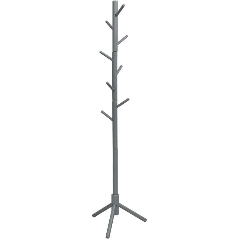 

Coat Rack Freestanding, Rubber Wood Coat Stand with 8 Hooks, Height Adjustable Entryway Coat Tree Coat Hanger Stand for Home