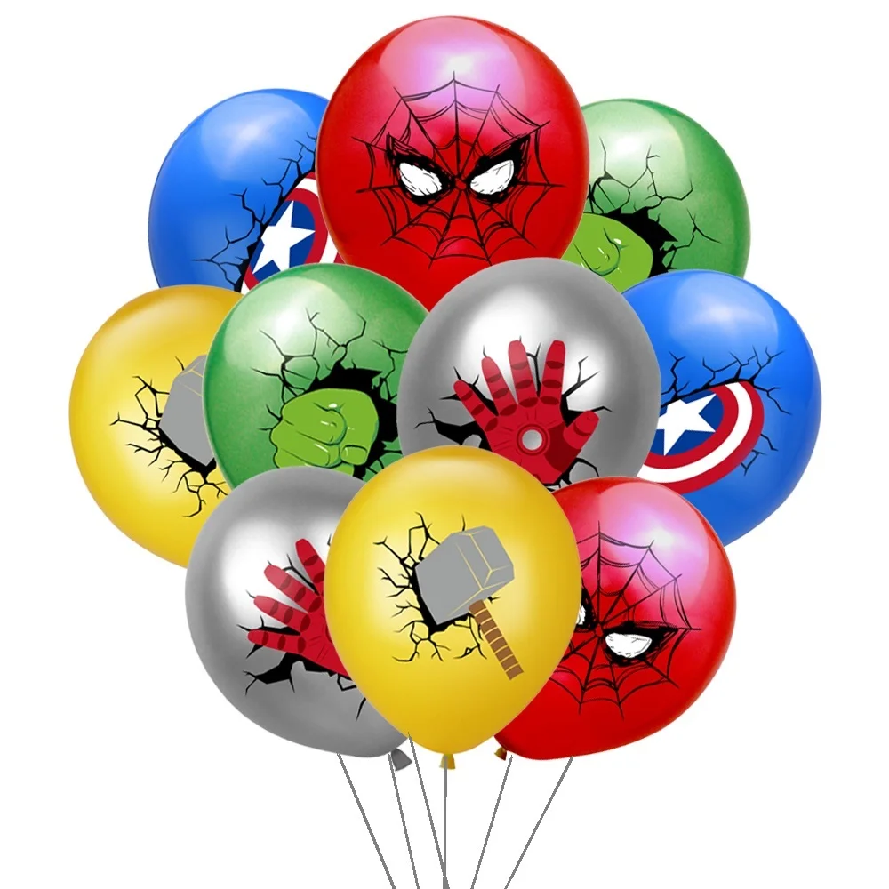 10pcs 12inch Disney Superhero Theme Latex Balloon Spiderman Hulk Iron Man Ballons Kids Birthday Party Decoration Inflatable Toys images - 6