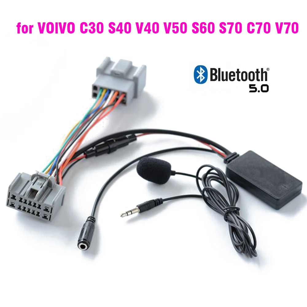 Car Bluetooth 5.0 Wireless Phone Call Handsfree AUX In Adapter for VOlVO C30 S40 V40 V50 S60 S70 C70 V70 XC70 S80 XC90 With Mic