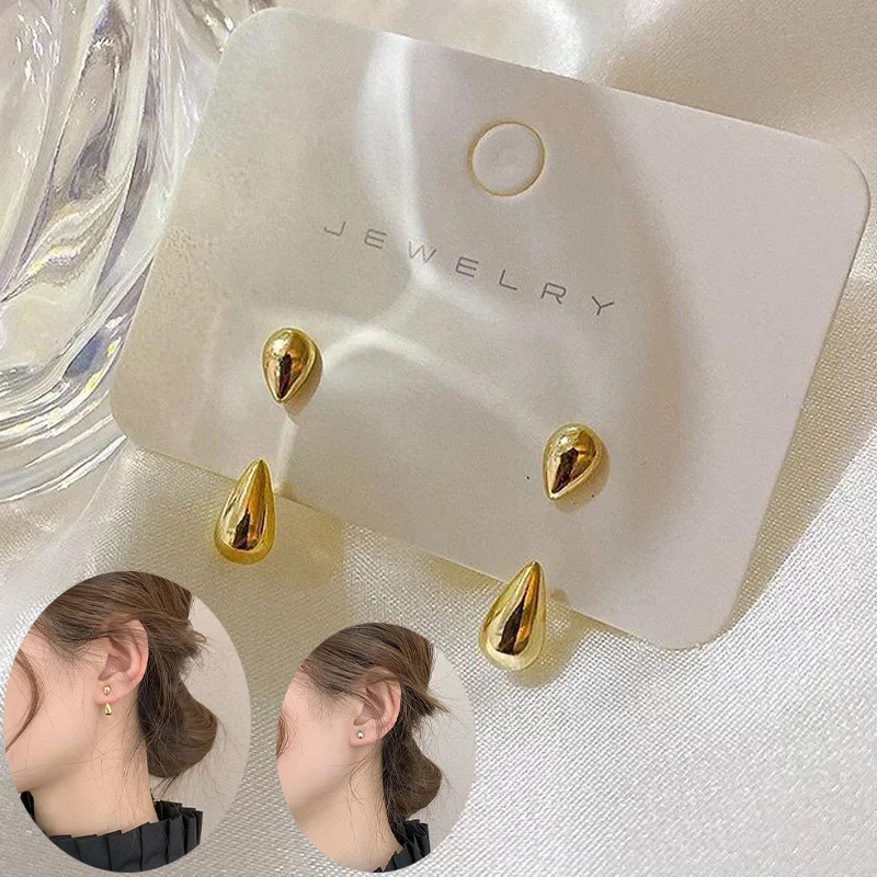 

Minimal Teardrop Droplet Back Hanging Earrings For Women 2023 New Fashion Water Droplet Ear Jewelry Two Wearing Methods Earstuds