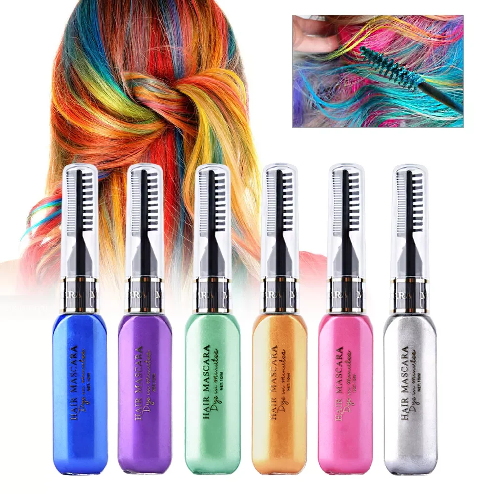

6PCS/Set Colored Hair Chalk Comb Temporary Dye For Kid Girls Party Cosplay DIY Festival Dress up for All Hair Wax Color