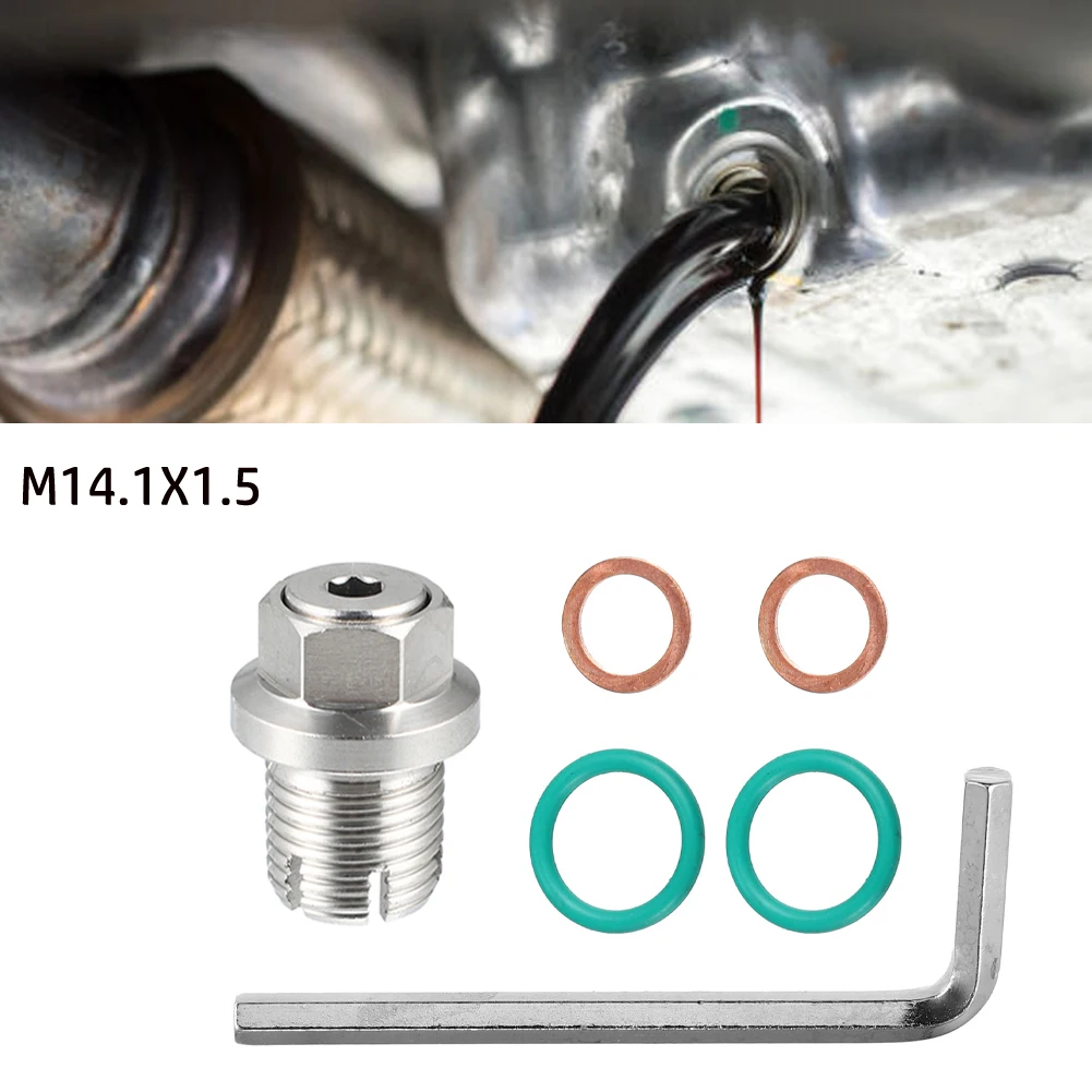 

Accessories Oil Drain Plug Gasket Hex Wrench M14.1X1.5 Piggyback Drain Plug Repair Kits Self Tapping Oil Pan Thread