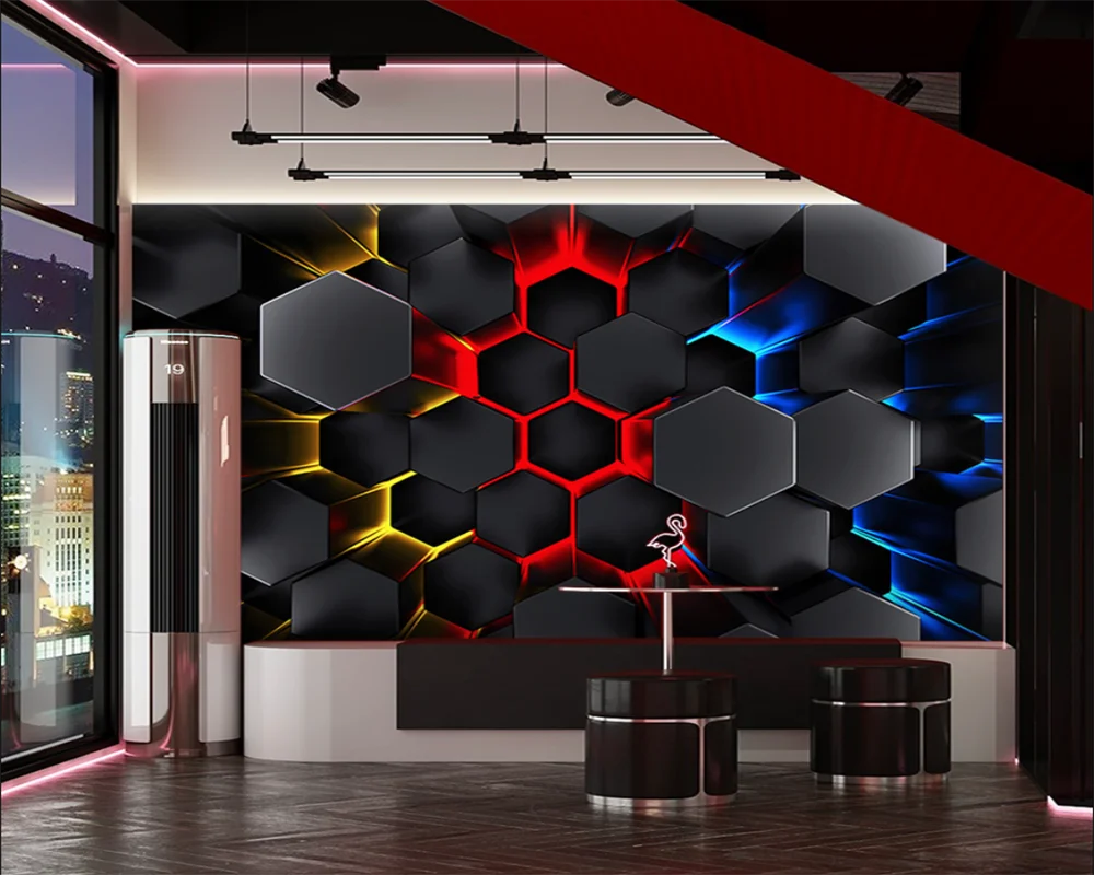 

beibehang Custom three-dimensional technology sense geometric gym background KTV decorative papel de parede wallpaper