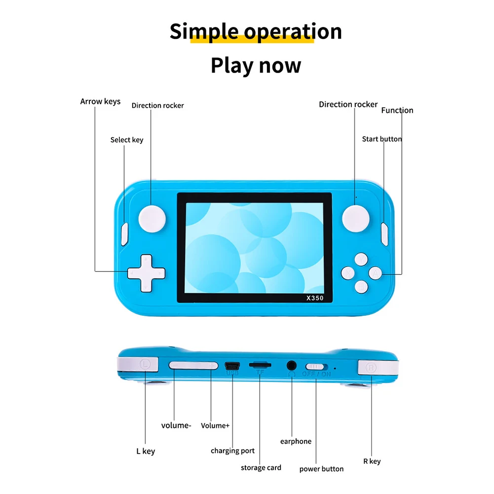 X350 3.5 inch IPS HD Screen Built-in 6800+ Games Handheld Game Player Retro Video Gaming Console For GBA/MD/FC 10 Emulator - купить по