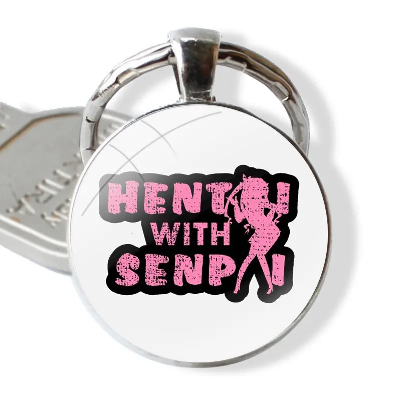 Хентай с девушкой Сенпай брелок ручной работы стеклянный кабошоном держатель