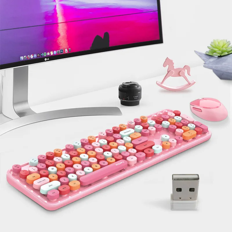 

2.4G Wireless Keyboard Mouse SWEET Color Lipstick Keyboard Office Wireless Keyboard Mouse