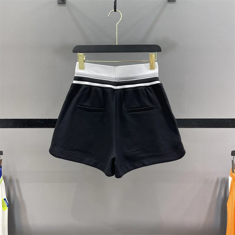 Drawstring Casual Sports Shorts Women 2023 Summer New Foreign Style Color High Waist Loose A Line Wide Leg Pants Booty Shorts