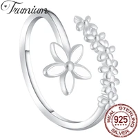 trumium 925 sterling silver enamel plum flower rings for women elegant romantic fine jewelry adjustable party ring bijoux