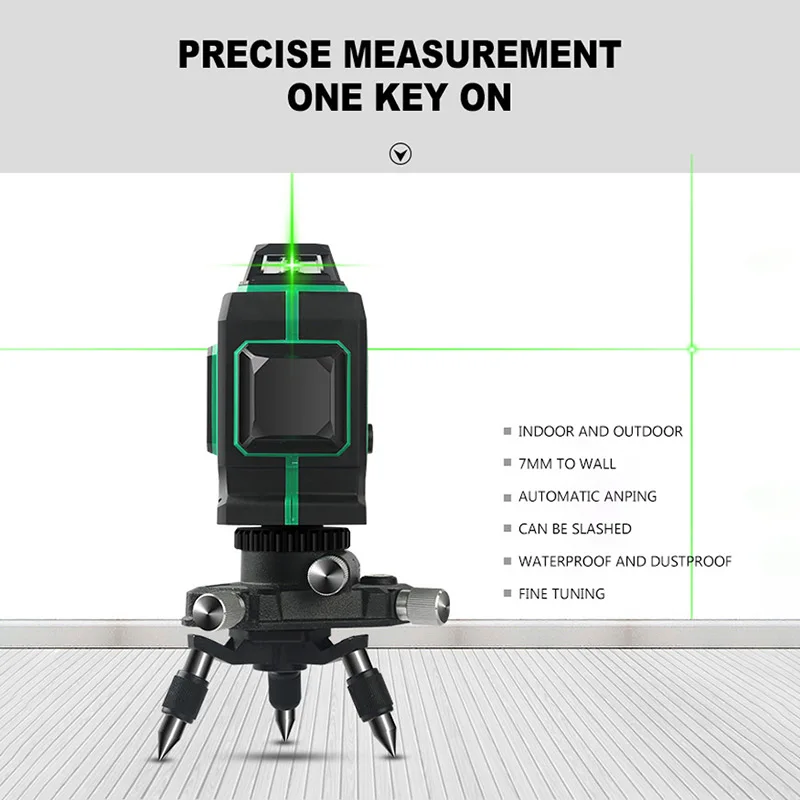 12-линейный уровень зеленый свет настенная наклейка высокая точность сильный