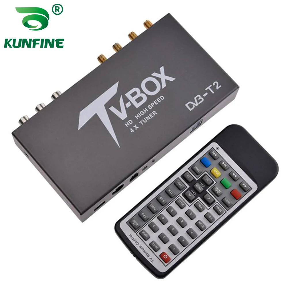 Фото Цифровой ТВ-приемник KUNFINE, автомобильная ТВ-приставка DVB-T2 DVB-T, мульти PLP, с 4 Антенна тюнера, HDMI, HD TV, Россия, высокая скорость №1