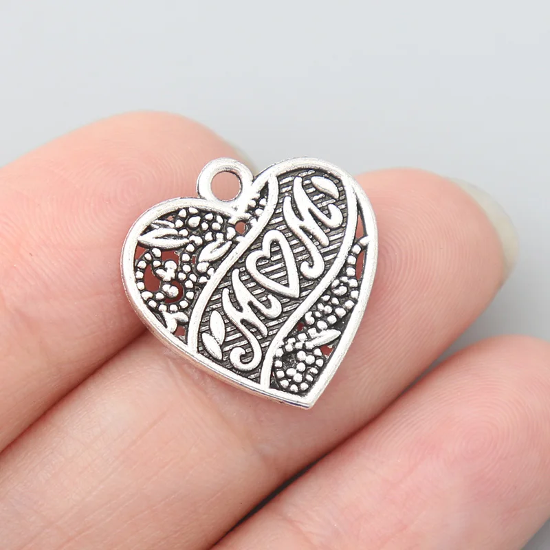 Подвески в виде сердца для мам ashion из сплава, аксессуары для изготовления украшений на день матери, 18*18 мм, 20 шт., AAC1164