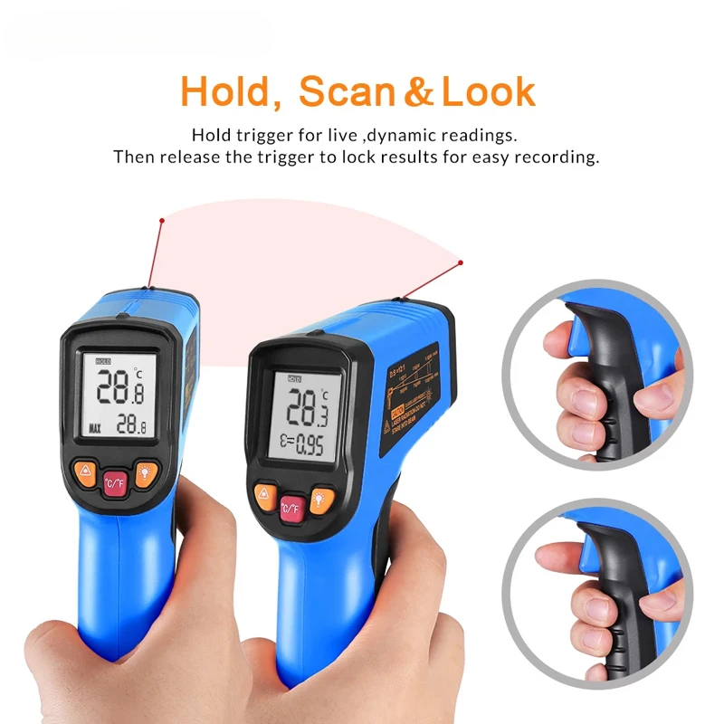 Для MUFASHA промышленный инфракрасный термометр-50-600C пистолет-пирометр ЖК-цифровой