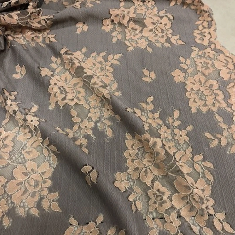 

Lace Fabric Spring and Summer Greyish Purple Bottom Meat Powder Hollow-out Petals Exquisite Woven Jacquard Chemical Fibers Cloth