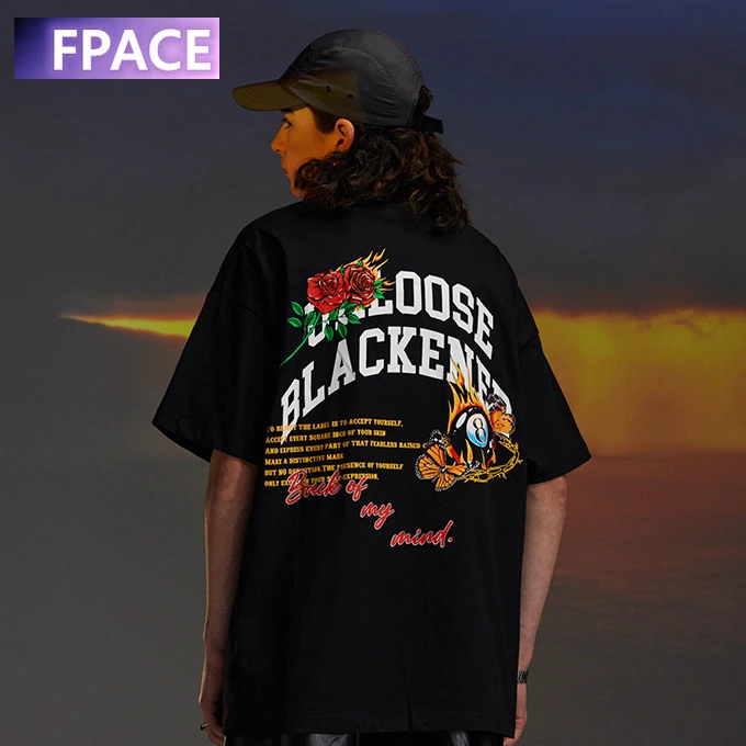 

2022 Spring and Summer New Trend Billiards Black Eight Theme Printed Loose Couple Drop Shoulder T-shirt Short Sleeve Men