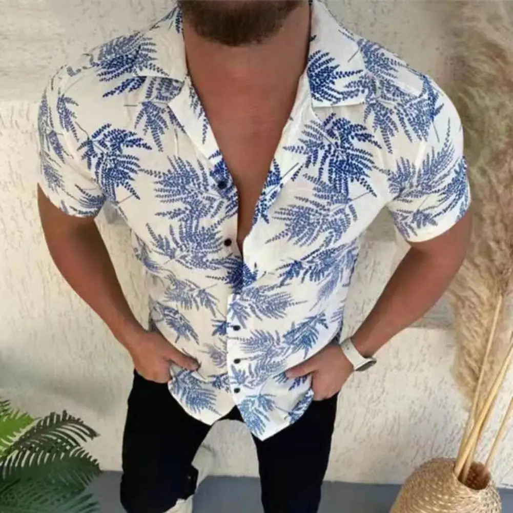 

Trendy Men Top Young Short Sleeve Men Shirt Breathable Summer Shirt
