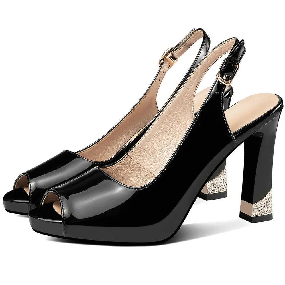 Wedding Shoe Women's Cow Leather Open Toe High Heels Shallow Buckle Sandals Party Pumps Dating Evening Shoe