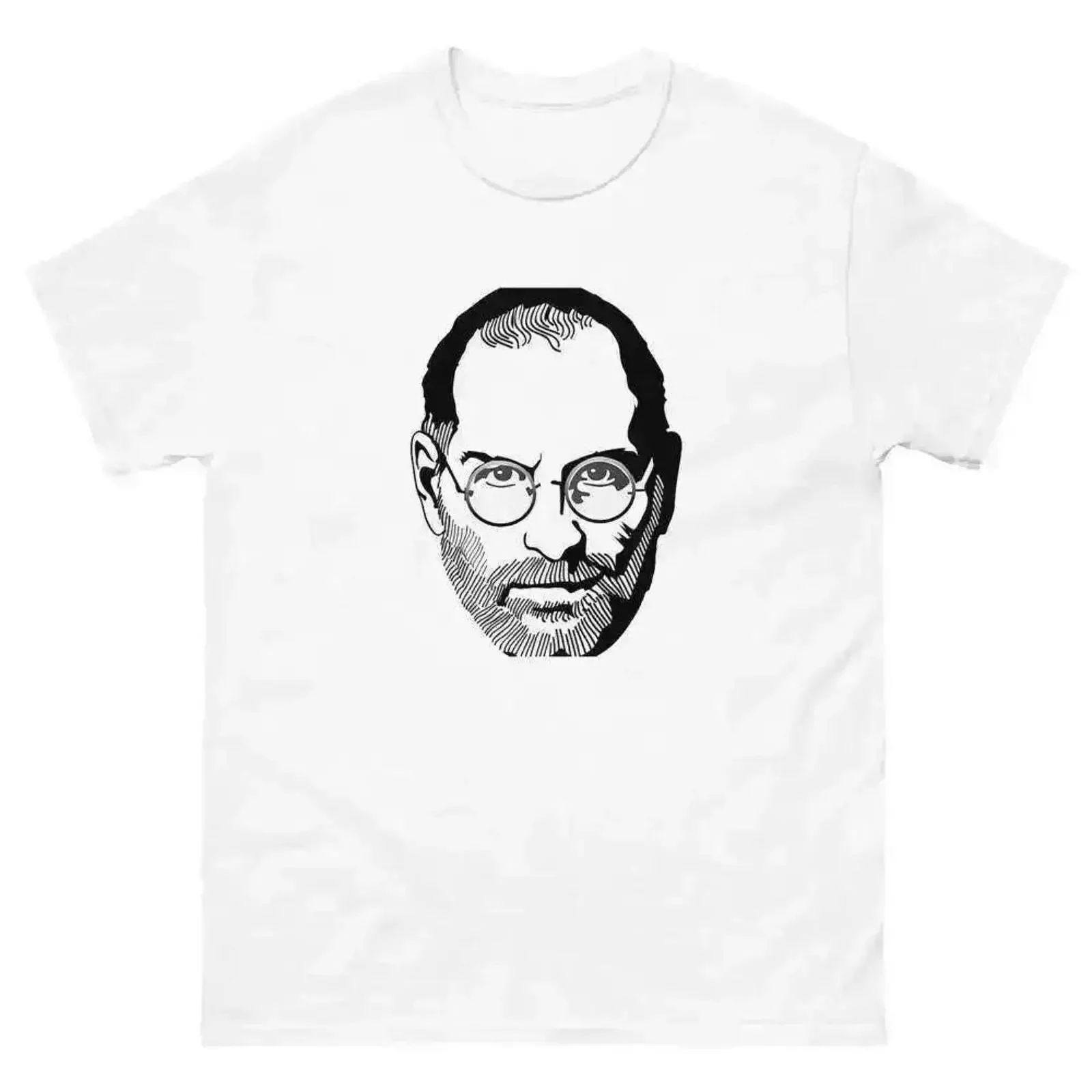 Фото Футболка Steve Jobs в винтажном стиле, с эффектом потертости, удобная, в стиле стритвир, с графическим принтом, дизайнерская, унисекс, повседневная, мягкая, дышащая. №1