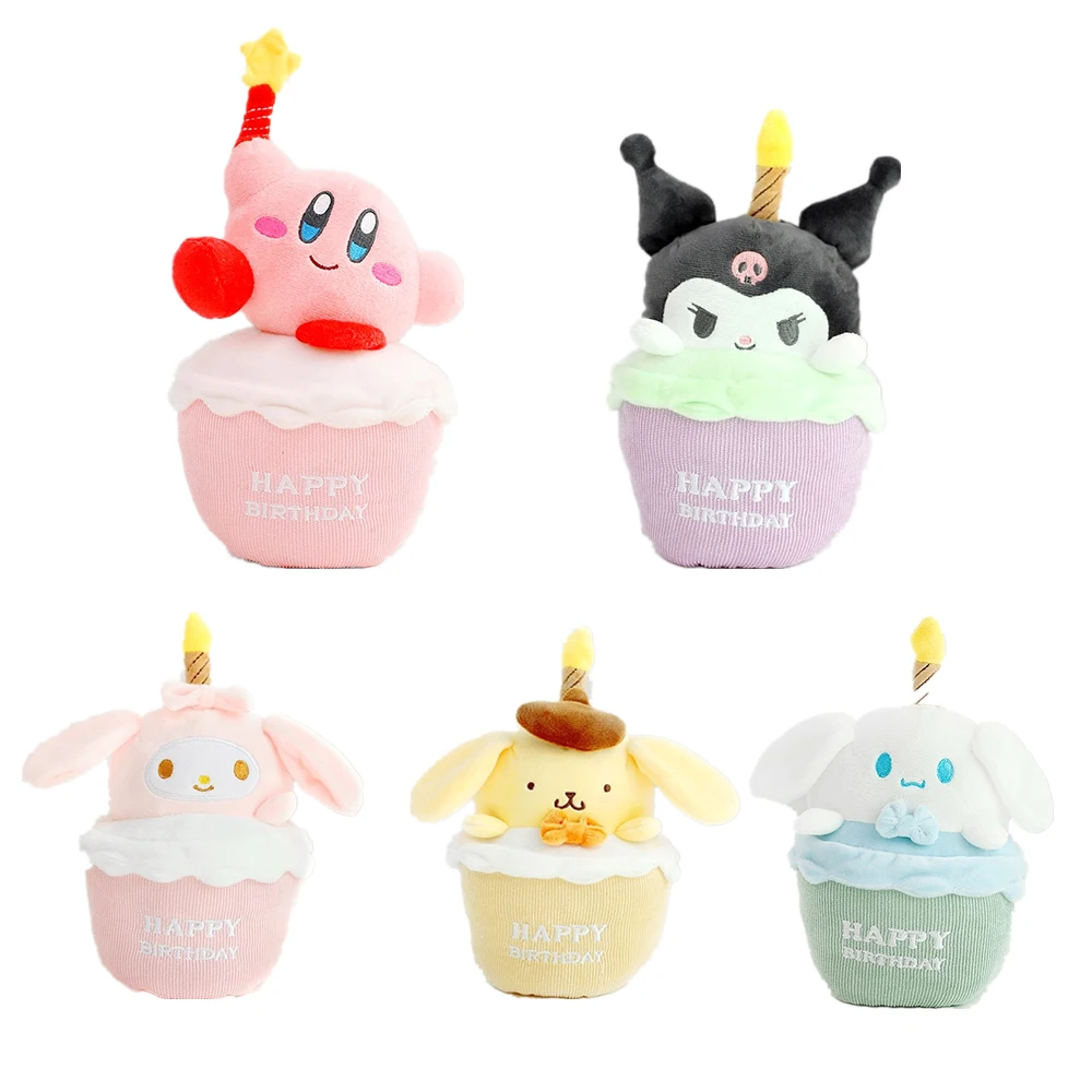 Muñeco de peluche de Kirby para niños, juguete creativo de dibujos animados, My Kuromi Melody, Anime Kawaii, pastel de cumpleaños