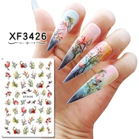 abstract flowers leaves 3d nail decals adhesive stickers nail jewelry colorful ribbons line nail stickers nail decoration