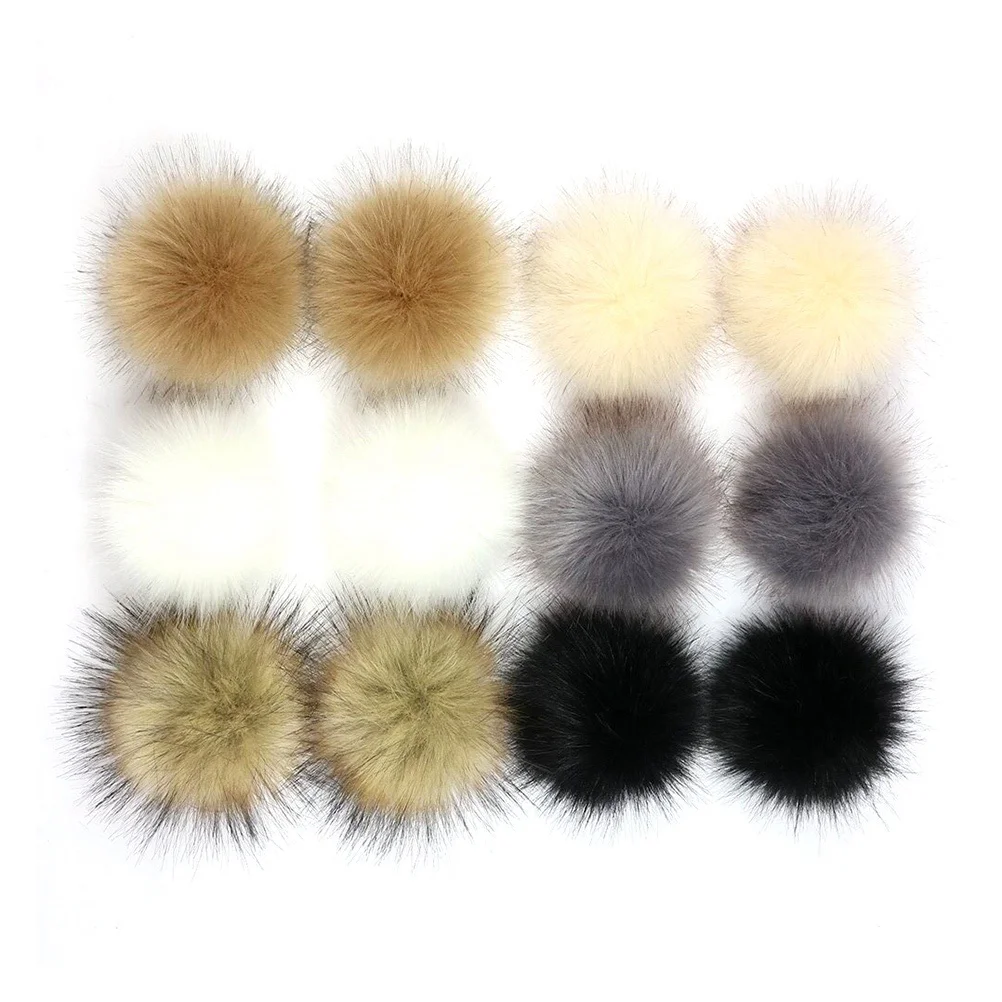 

12pcs 10cm Concealed Button Faux Fur Fluffy Pompom Ball for Hats Shoes Scarves Bag Charms Accessories(12 Collective Keychain