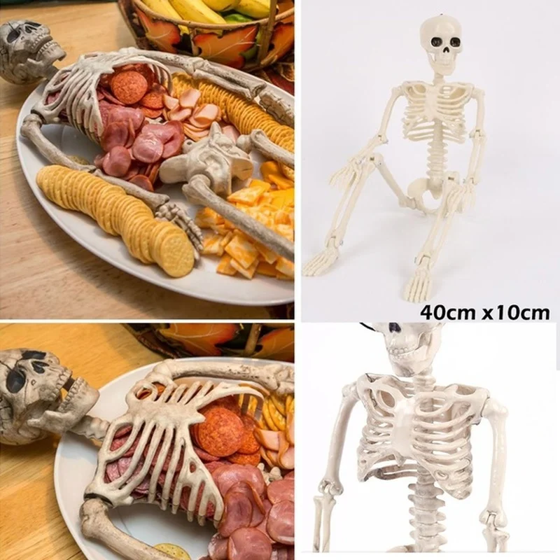 40cm simulation skeleton human halloween prop plastic skeleton bones horror human bones for house party halloween decoration free global shipping