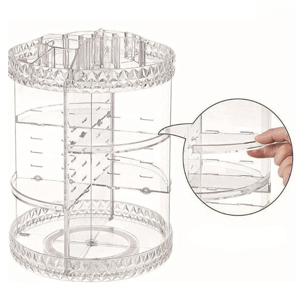 

Вращающийся прозрачный контейнер для хранения косметики Органайзер со съемными перегородками контейнеры туалетный столик в спальню Рожде...