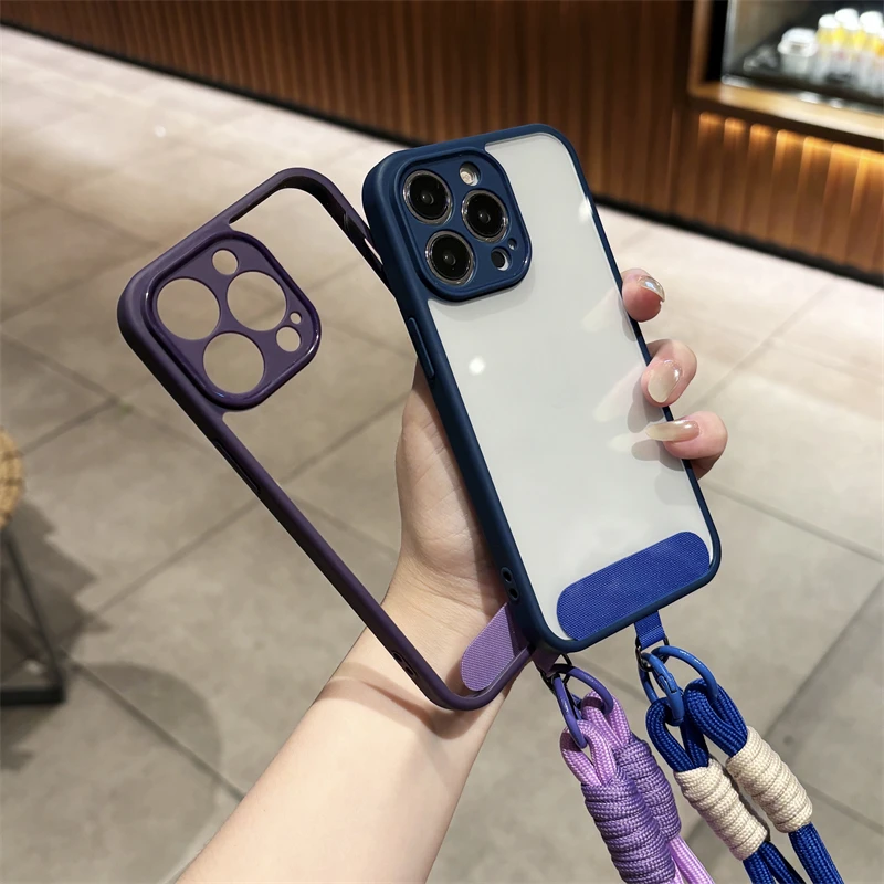 Фото Чехол для телефона OPPO Reno16 FS Pro Reno16 F 5G, роскошный прозрачный модный чехол с ремешком через плечо, акриловый жесткий чехол из ТПУ, противоударный чехол Fundas №1