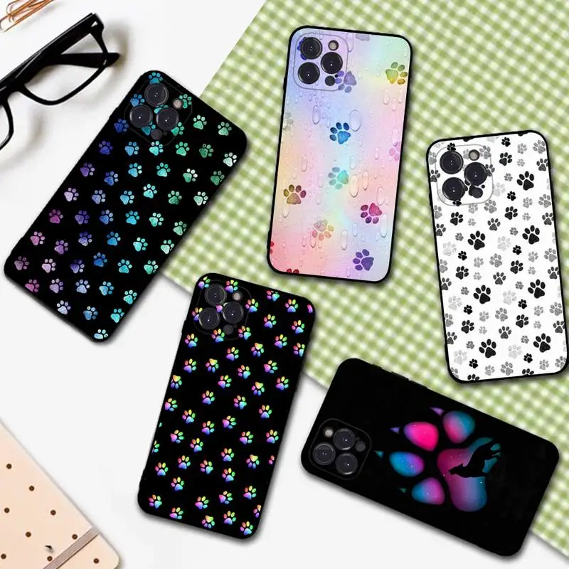 

YNDFCNB Paw Colorful Cute Phone Case For iPhone 6 7 8 Plus 11 12 13 14 Pro SE 2020 MAX Mini X XS XR Back Funda Cover