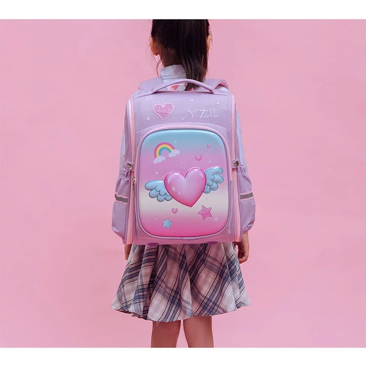Cute Primary Girls Students Rainbow Heart Schoolbags New Children Princess Cartoon Fashion Large Capacity Backpacks Hot
