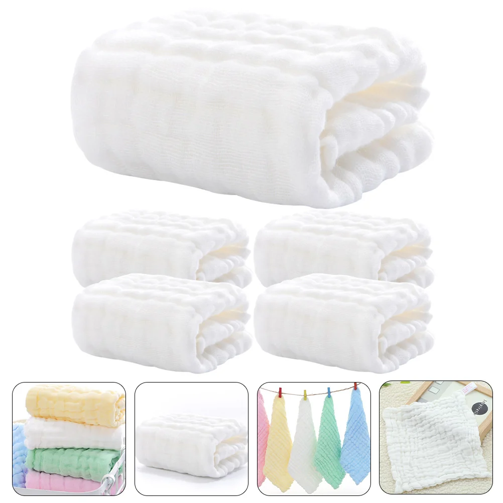 

5 Pcs Foam Cotton Bib Hand Towel Baby Must Haves Burping Cloth Washcloths Muslin Wrinkle Girl Babies Saliva Towels Newborn