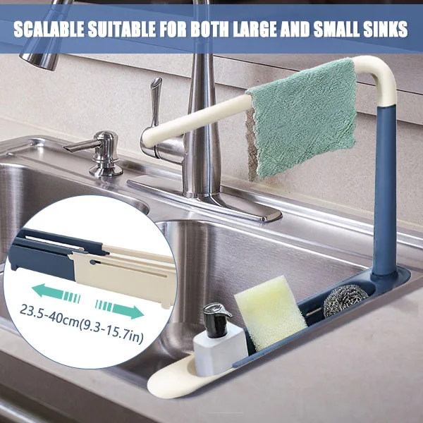 telescopic sink shelf scalable sink organizer sponge soap holder dishcloth shelves and supports kitchen gadgets accessories free global shipping