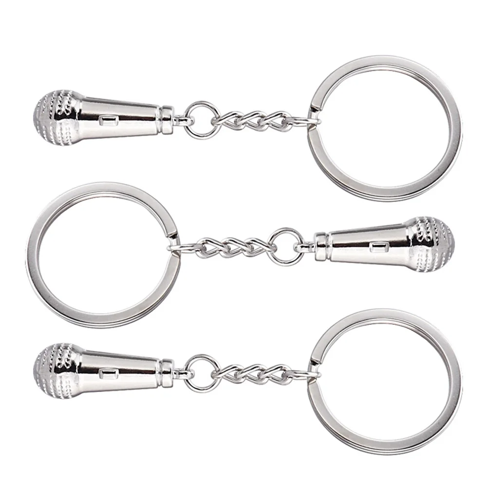 

3Pcs Decorative Microphone Key Rings Chic Bag Key Pendants Key Hanging Ornaments