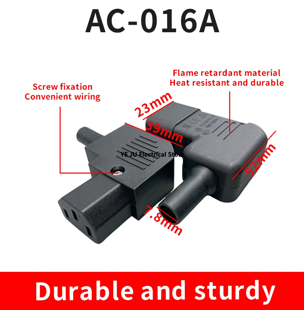 IEC 320 C13 Разъем питания 10 А 250 В кабеля в сборе угловой 90 градусов Женский адаптер