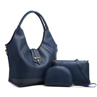traveasy 2022 luxury versatile square bags women solid color rivet design purses shoulder bags and handbags 3 pcsset